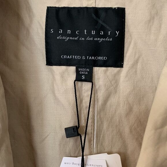 SANCTUARY Jules Trench Coat Notched collar pockets drawstring waist women’s sz S - Picture 3 of 7